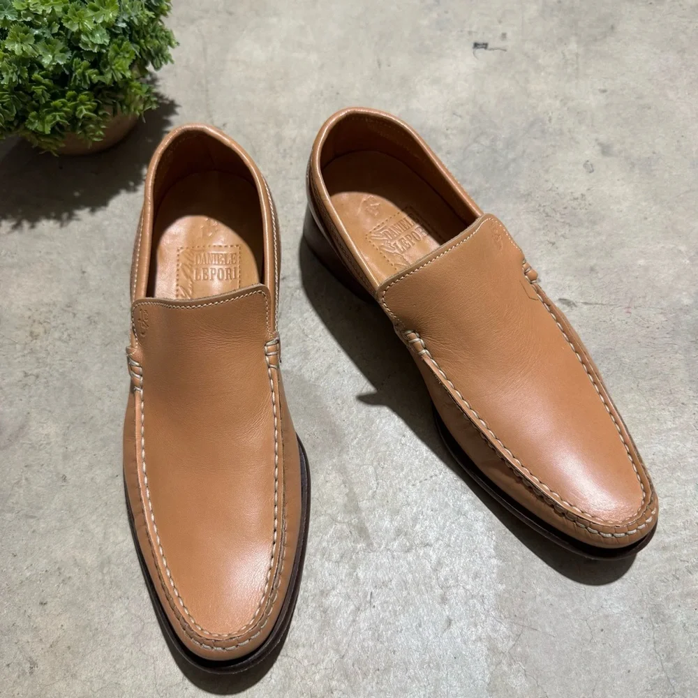 D. Lepori Tan Brown Leather Loafers Size 37 US 6 Old Money Heritage Quiet Lixury